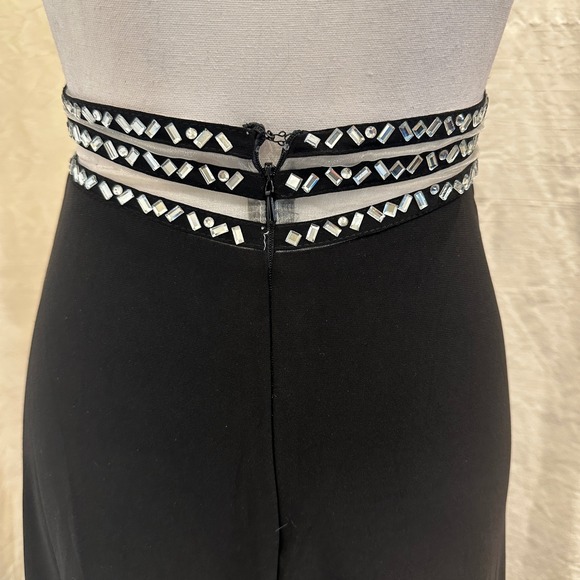 VTG Y2K Blondie Nites Stacy Sklar Black Cutout Rhinestone Embellished Prom Dress - Picture 6 of 9